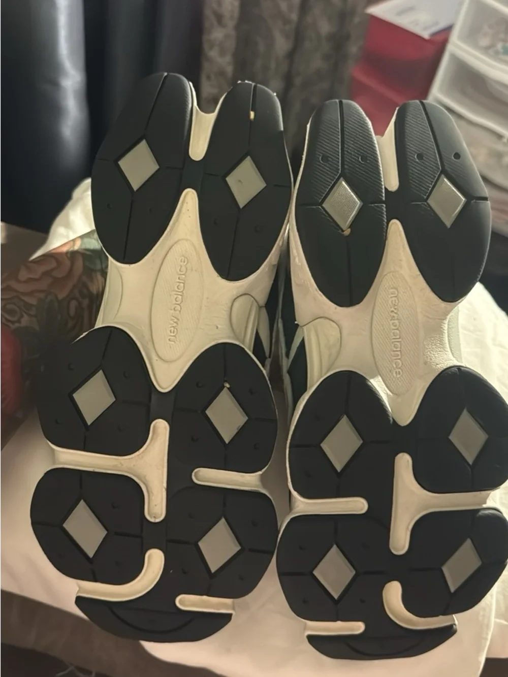 New Balance Kids White and Black 9060 Style Sneakers